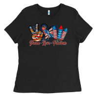 Black peace love freedom Ladies Tee - RacoonDesign