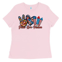 Bubblegum Pink peace love freedom Ladies Tee - RacoonDesign