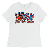 White peace love freedom Ladies Tee - RacoonDesign