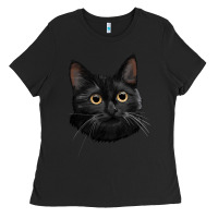 Black Bombay Cat Face Ladies Tee - LillyAllenDesigns