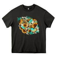 Asphalt Leopard Sunflower Cowhide Glitter Heart Heavy Core Tee - RanaPortraitStore