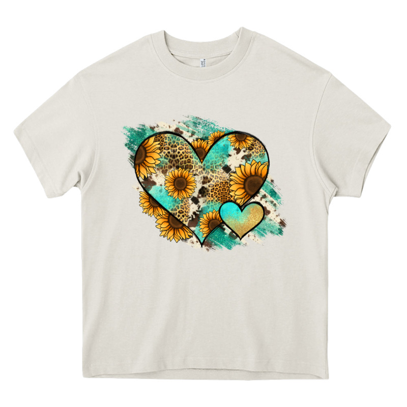 Leopard Sunflower Cowhide Glitter Heart Heavy Core Tee by RanaPortraitStore | Teevron