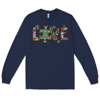 Navy love autism awareness leopard cowhide Long Sleeve Tee - Artiststas