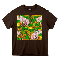 Chocolate Brown St patricks  day pig with candy and pot of gold  seamless pattern Heavy Core Tee - FaDigitalArtStudio