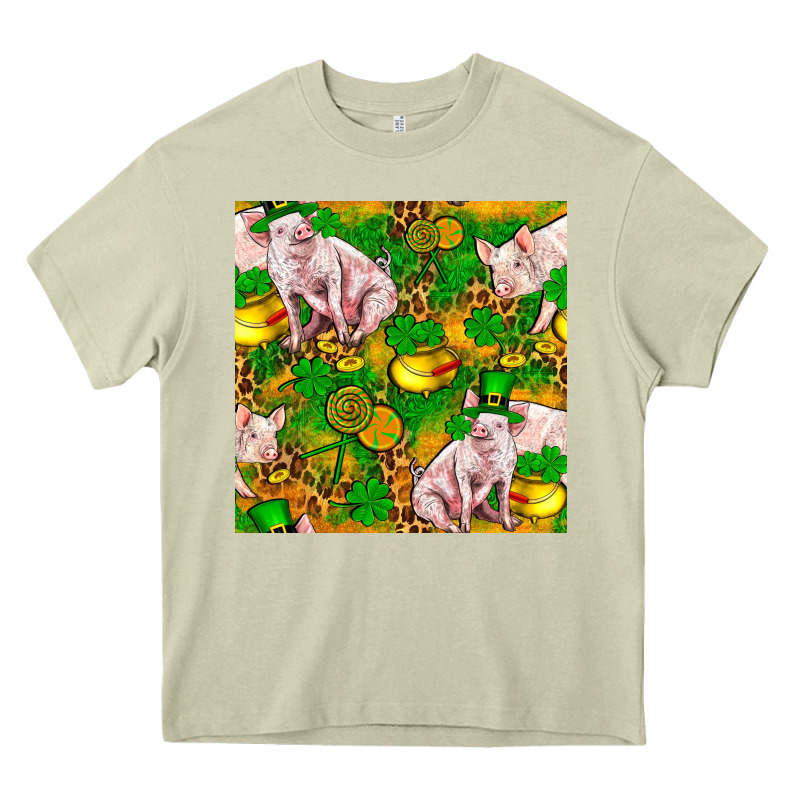 St Patricks  Day Pig With Candy And Pot Of Gold  Seamless Pattern Heavy Core Tee by FaDigitalArtStudio | Teevron