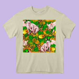 St Patricks  Day Pig With Candy And Pot Of Gold  Seamless Pattern Heavy Core Tee Designed By Fadigitalartstudio