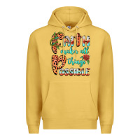 Antique Gold faith makes all things possible Premium Hoodie - BarkalooDesign