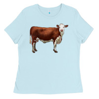 Baby Blue hereford cow Ladies Tee - LillyAllenDesigns