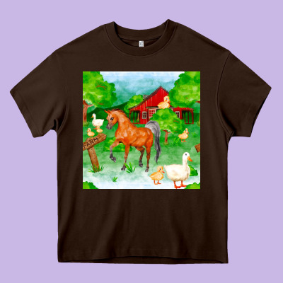 Farm Life Seamless Pattern Heavy Core Tee Designed By Fadigitalartstudio