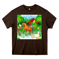 Chocolate Brown farm life seamless pattern Heavy Core Tee - FaDigitalArtStudio