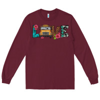 Burgundy love school bus Long Sleeve Tee - Artiststas