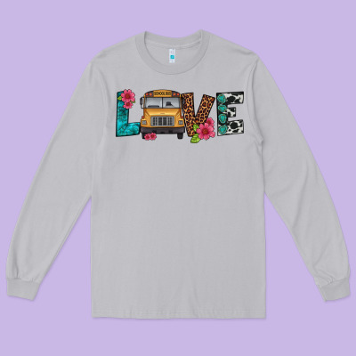 Love School Bus Long Sleeve Tee Designed By Artiststas