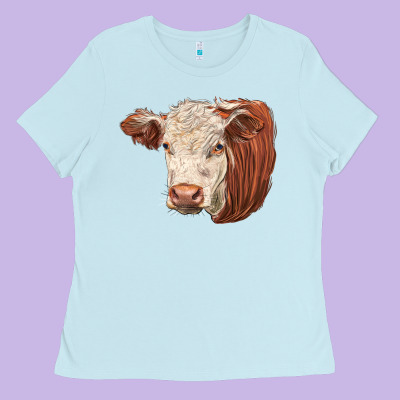 Hereford Cow Face Ladies Tee Designed By Lillyallendesigns