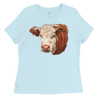 Baby Blue hereford cow face Ladies Tee - LillyAllenDesigns