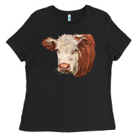 Black hereford cow face Ladies Tee - LillyAllenDesigns