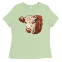Matcha hereford cow face Ladies Tee - LillyAllenDesigns