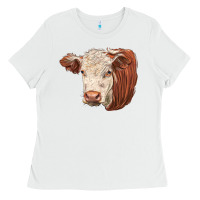 White hereford cow face Ladies Tee - LillyAllenDesigns