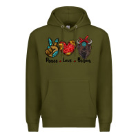 Army Green peace love bison Premium Hoodie - RanaPortraitStore