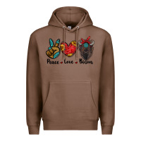 Chestnut peace love bison Premium Hoodie - RanaPortraitStore