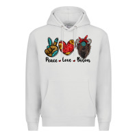 Dove Grey peace love bison Premium Hoodie - RanaPortraitStore