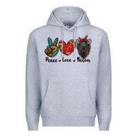 Heather Grey peace love bison Premium Hoodie - RanaPortraitStore