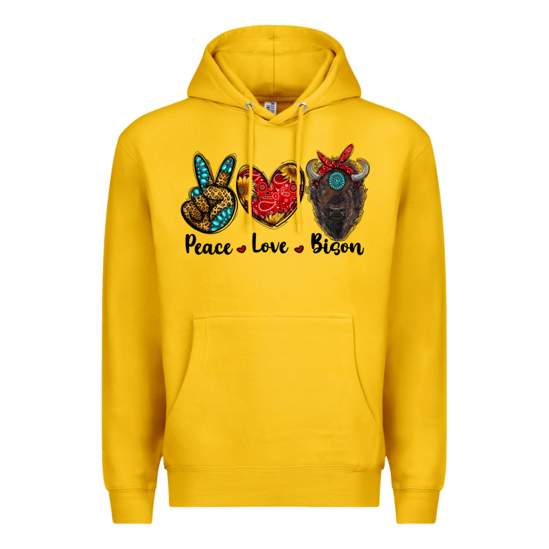 Peace Love Bison Premium Hoodie by RanaPortraitStore | Teevron
