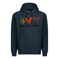 Navy peace love bison Premium Hoodie - RanaPortraitStore