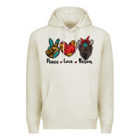 Oatmeal Heather peace love bison Premium Hoodie - RanaPortraitStore