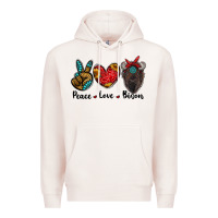 Pale Pink peace love bison Premium Hoodie - RanaPortraitStore