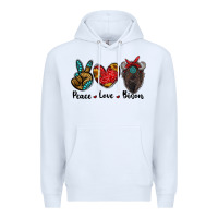 White peace love bison Premium Hoodie - RanaPortraitStore