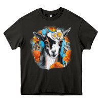 Asphalt Daisy Goat With Background Heavy Core Tee - RanaPortraitStore