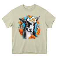 Mossy Daisy Goat With Background Heavy Core Tee - RanaPortraitStore
