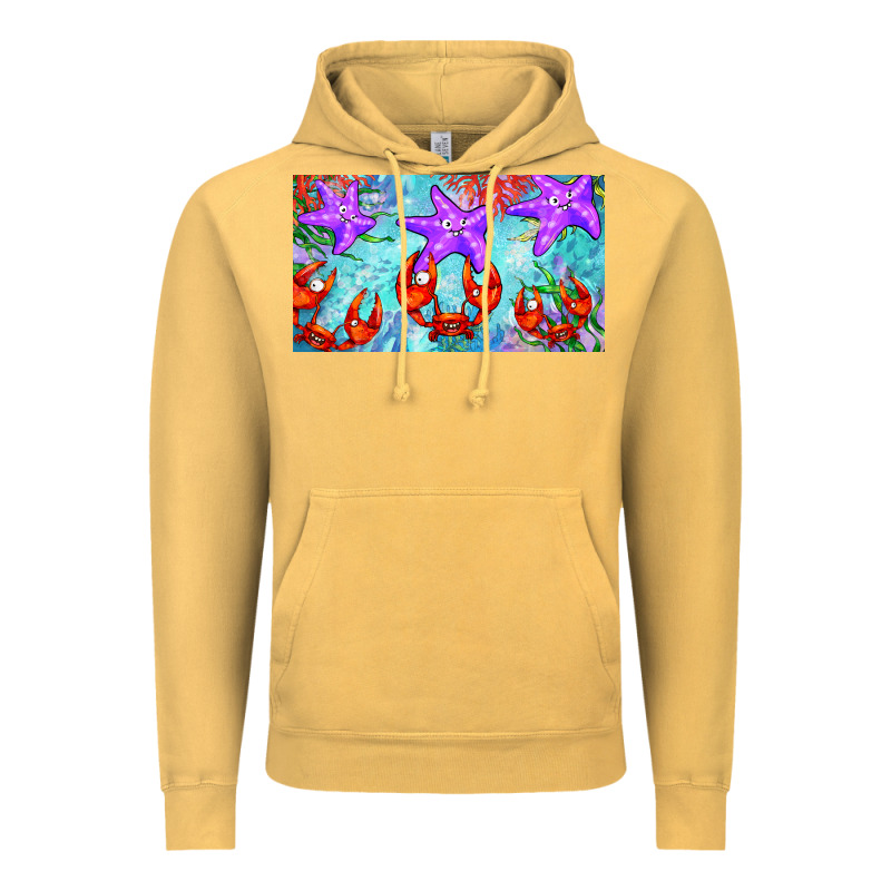 Crab And Starfish  Cup Vintage Hoodie by BarkalooDesign | Teevron