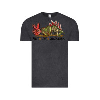 Vintage Black Peace Love Stegosaurus Vintage Tee - LillyAllenDesigns