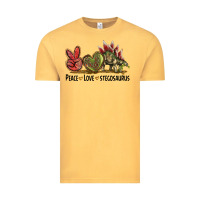Vintage Mustard Peace Love Stegosaurus Vintage Tee - LillyAllenDesigns