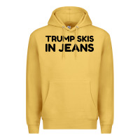 Antique Gold trump skis in jeans Premium Hoodie - artisFamous
