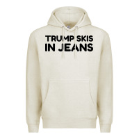 Oatmeal Heather trump skis in jeans Premium Hoodie - artisFamous