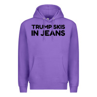 Purple trump skis in jeans Premium Hoodie - artisFamous