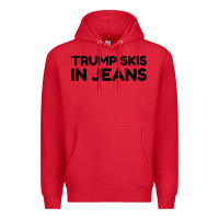 Red trump skis in jeans Premium Hoodie - artisFamous