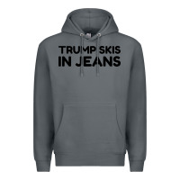 Rock trump skis in jeans Premium Hoodie - artisFamous