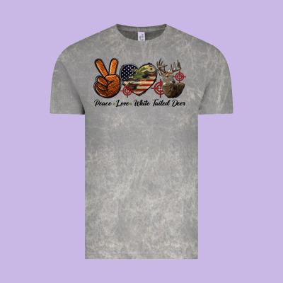 Peace Love White Tailed Deer Vintage Tee Designed By Lillyallendesigns