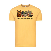 Vintage Mustard Peace Love White Tailed Deer Vintage Tee - LillyAllenDesigns