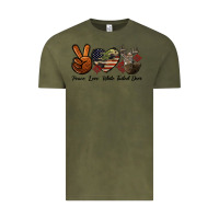 Vintage Olive Peace Love White Tailed Deer Vintage Tee - LillyAllenDesigns