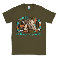 Army Green with god all things are possible with horse bbs Classic Tee - BundleAndBundleShop