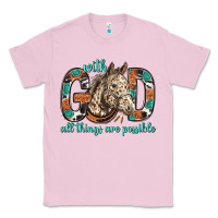Bubblegum Pink with god all things are possible with horse bbs Classic Tee - BundleAndBundleShop