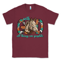 Burgundy with god all things are possible with horse bbs Classic Tee - BundleAndBundleShop