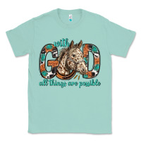 Seafoam with god all things are possible with horse bbs Classic Tee - BundleAndBundleShop
