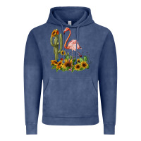 Vintage Denim flamingo with cactus and sunflowers Vintage Hoodie - BarkalooDesign