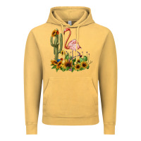 Vintage Mustard flamingo with cactus and sunflowers Vintage Hoodie - BarkalooDesign