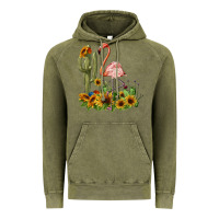 Vintage Olive flamingo with cactus and sunflowers Vintage Hoodie - BarkalooDesign